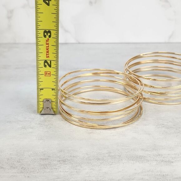 Lane Bryant Gold Tone Layered Stacked Bangle Bracelet - Picture 3 of 6
